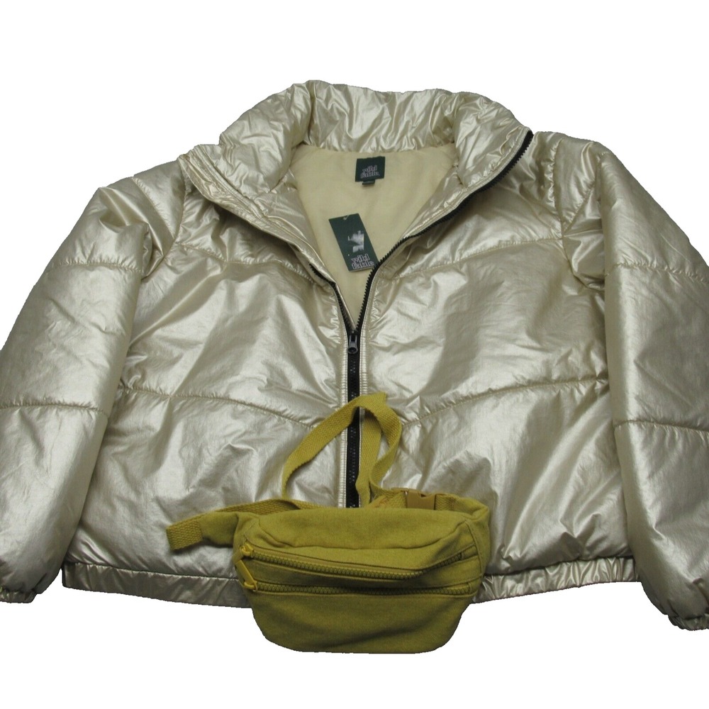 Wild Fable Jacket Womens XL Metallic Gold Iridescent Shine Insulated Puffer NEW
